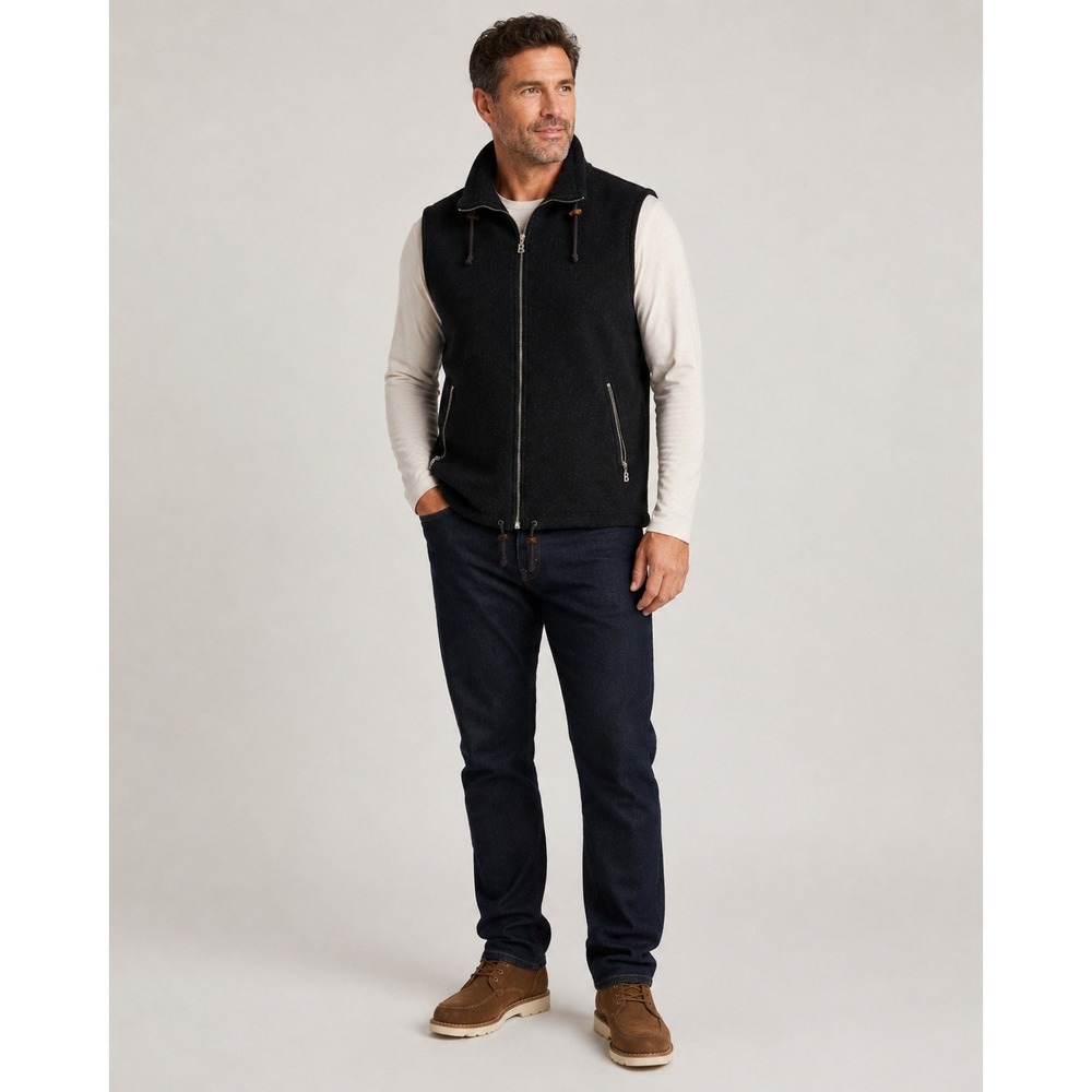 Bogner Full Zip Fleece Vest Mens XL Black‎ Made in USA Vintage Pockets